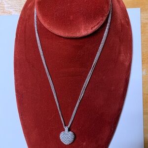 Triple Strand Italian Silver Chain with 925 CV stamped Heart Pendant